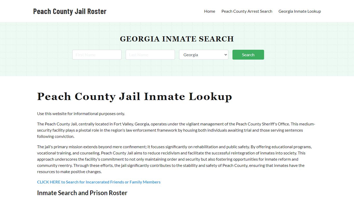 Peach County Jail Roster Lookup, GA, Inmate Search