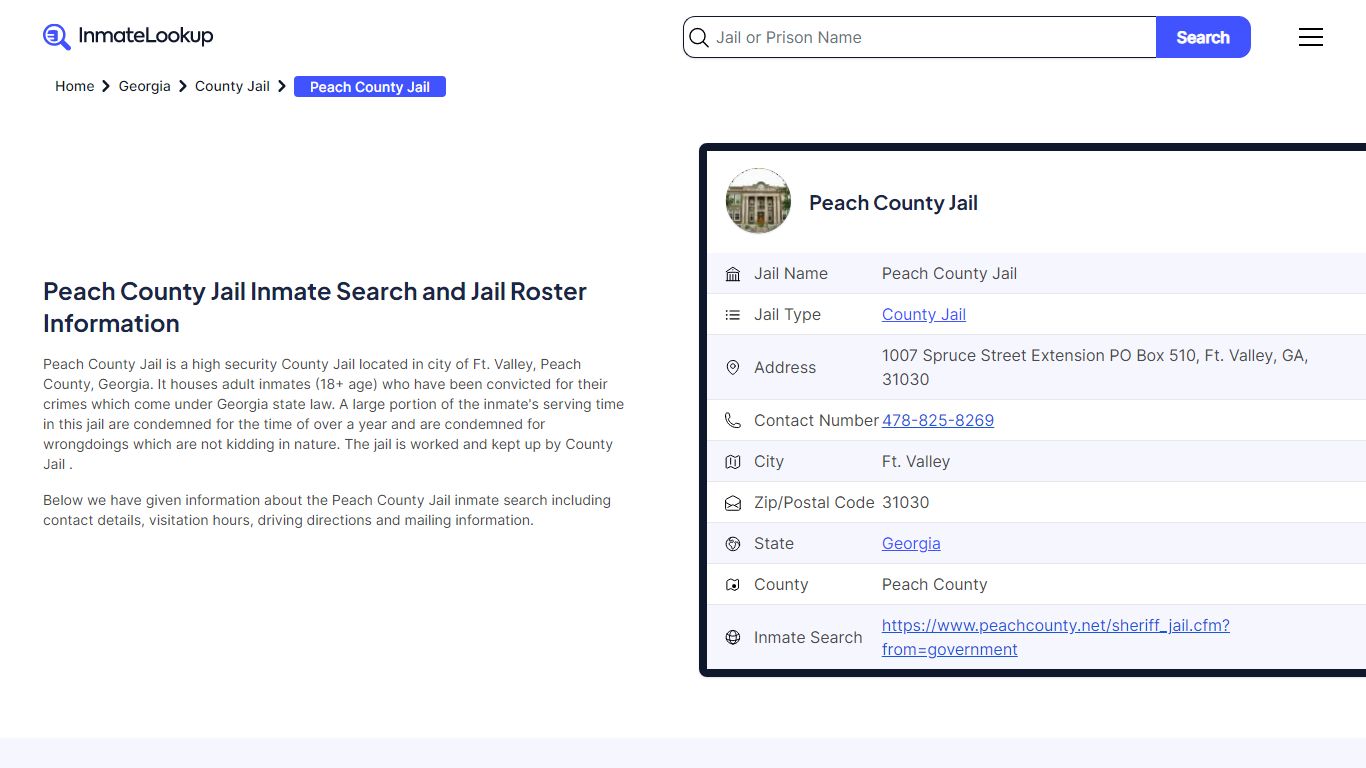 Peach County Jail Inmate Search and Jail Roster Information