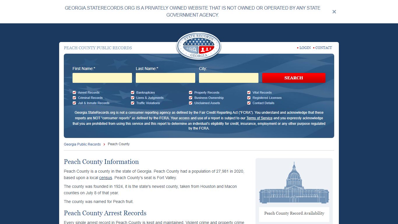 Peach County Arrest, Court, and Public Records | StateRecords.org